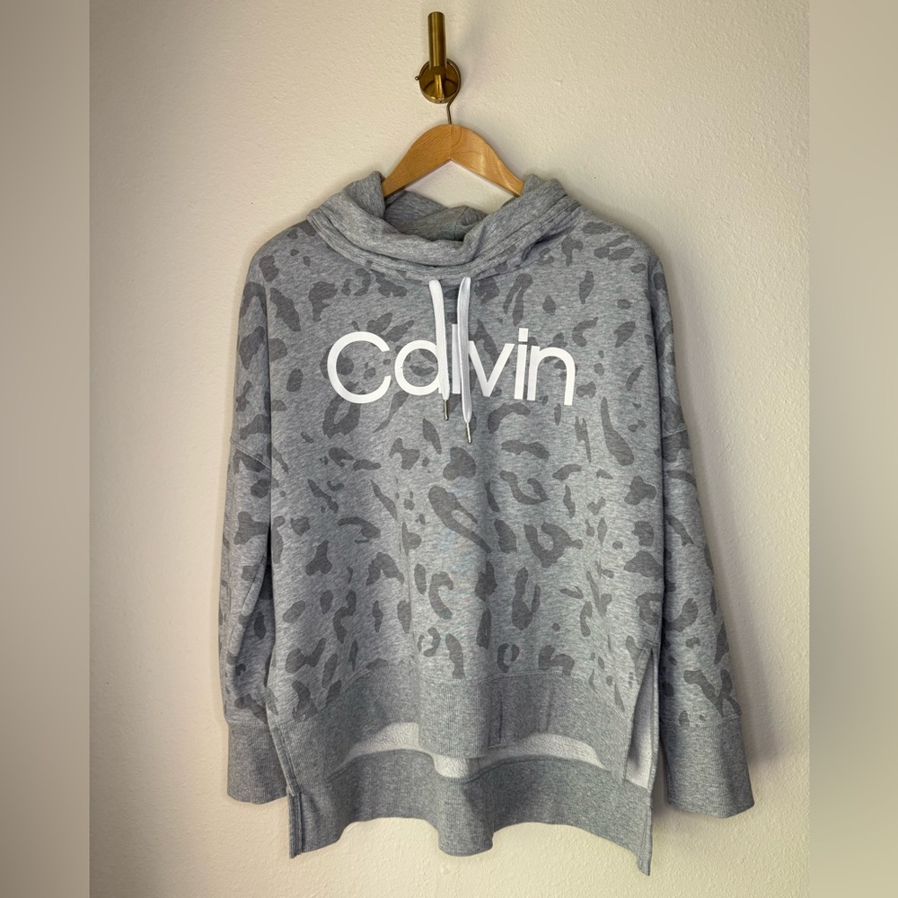 Calvin Klein Gray Leopard Print Sweatshirt size L